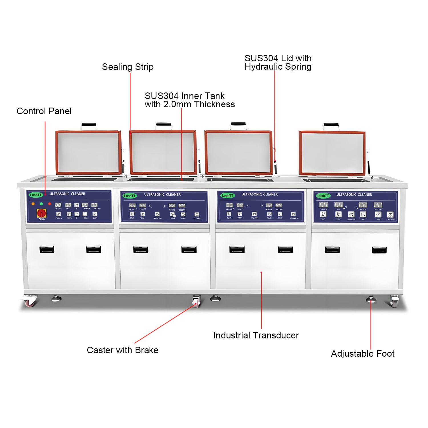 Engine Oil Cleaning Machine with Four Tanks 175L Ultrasonic Cleaner - Image 2