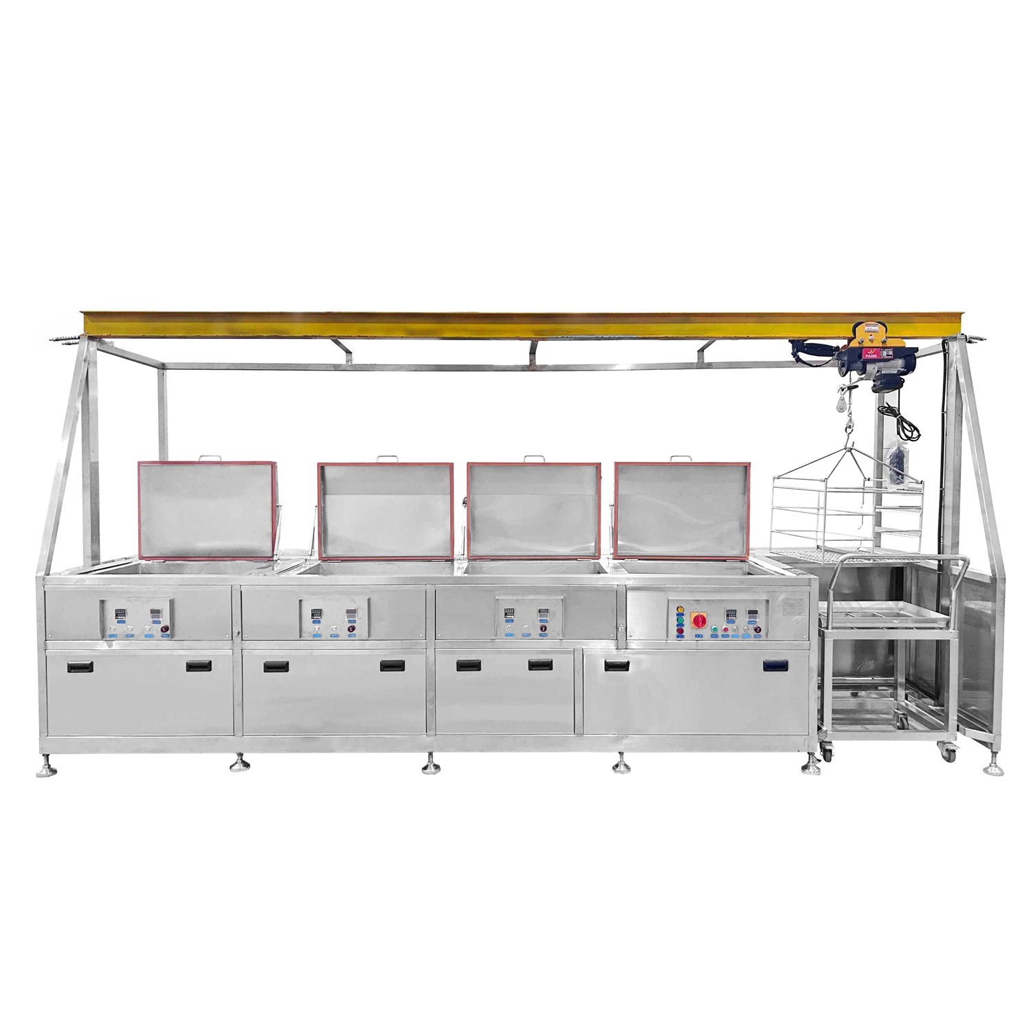Ultrasonic Cleaning Machine With Crane 175L Four Tanks Parts Washer for Workshop