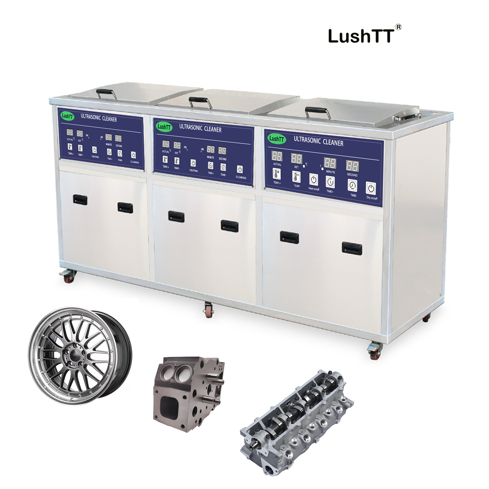 Ultrasonic Cleaning 88L Three Groove Workshop Parts Cleaner Rinse Filtration Dry System - Image 3