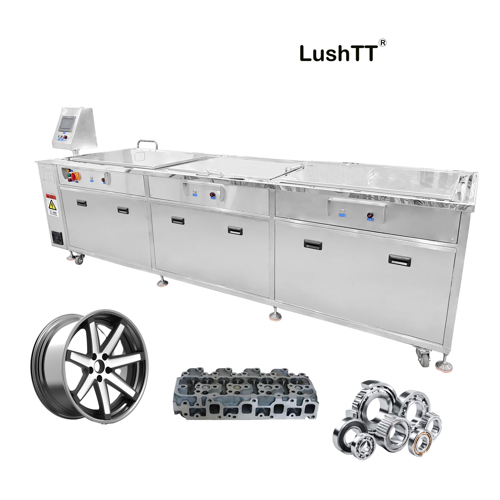 Industrial Ultrasonic Cleaner Filter Dryer System 99L Three-tank Oil Rust Dust Dirt Removing