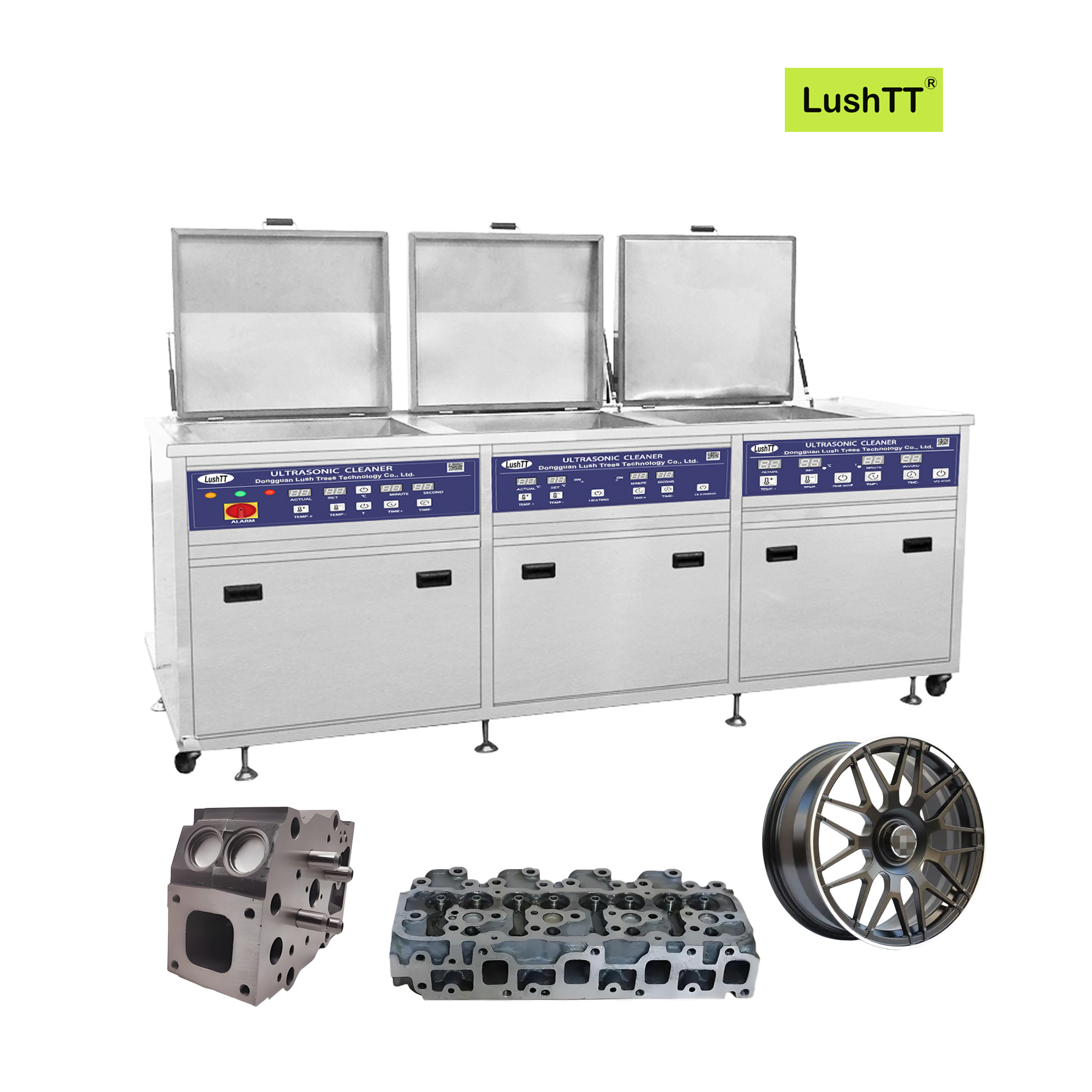Industrial Ultrasonic Cleaner 135L Three Chambers Oil Rust Flux Cleaning Machine - Image 2