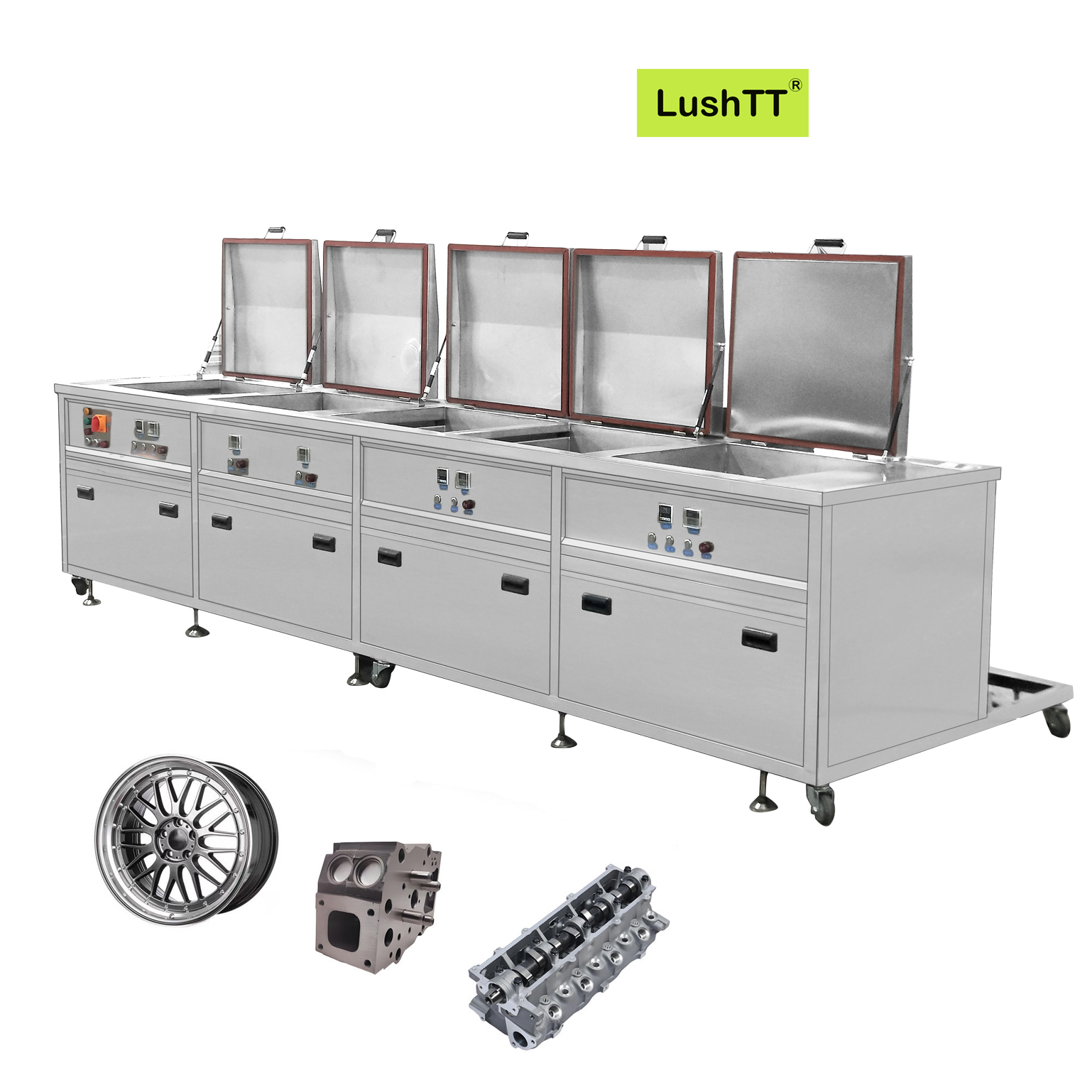 Industrial Ultrasonic Cleaner Five Groove 77L Rinse Filtration Dry System