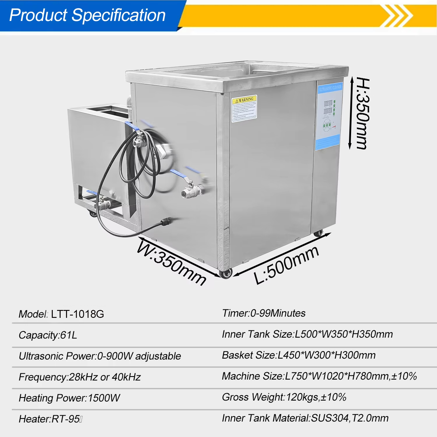 Ultrasonic Cleaning Machine Stainless Steel Tank 61L With Filtration Circulation System - Image 6