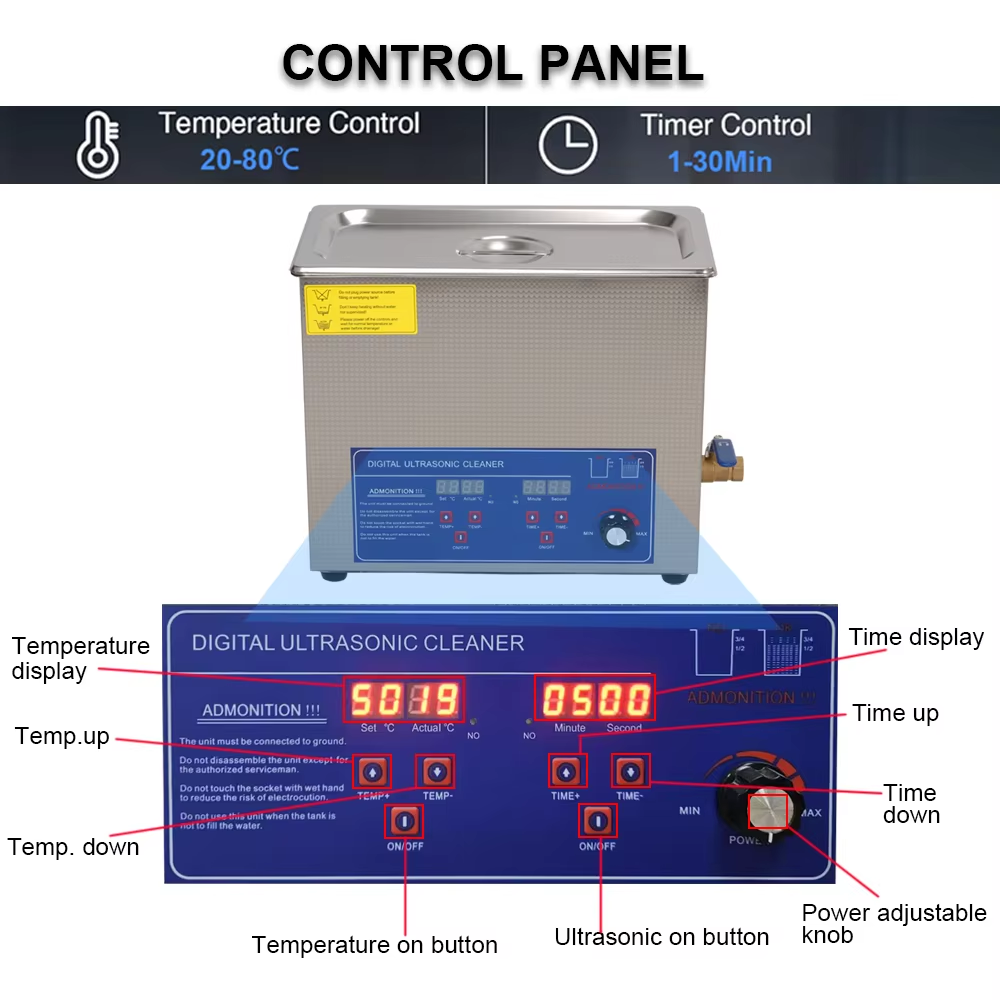 Ultrasonic Cleaner 30L Stainless Steel Tank Power Adjustable 40kHz - Image 8